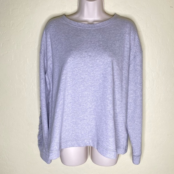 Lauren Ralph Lauren Ruffled Sleeves Pullover Sweatshirt Gray Size L - Picture 3 of 15